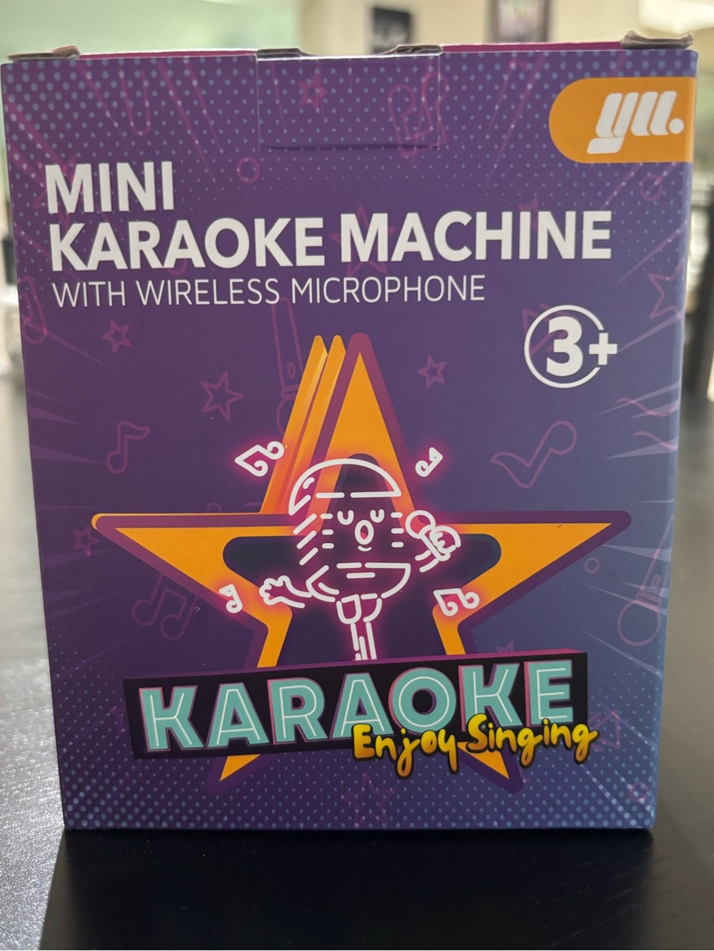 Mini Karaoke Machine with Wireless Microphone - Purple & Yellow Box